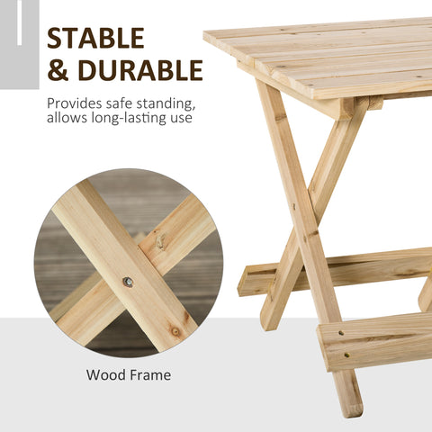 Image of Folding Side Table Portable Outdoor Square Table Quick-Fold All Wood Structure for Beach Camping Picnics Natural Wood Color
