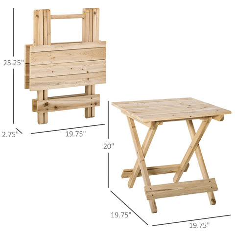 Image of Folding Side Table Portable Outdoor Square Table Quick-Fold All Wood Structure for Beach Camping Picnics Natural Wood Color