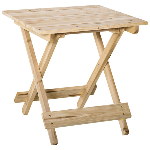 Image of Folding Side Table Portable Outdoor Square Table Quick-Fold All Wood Structure for Beach Camping Picnics Natural Wood Color