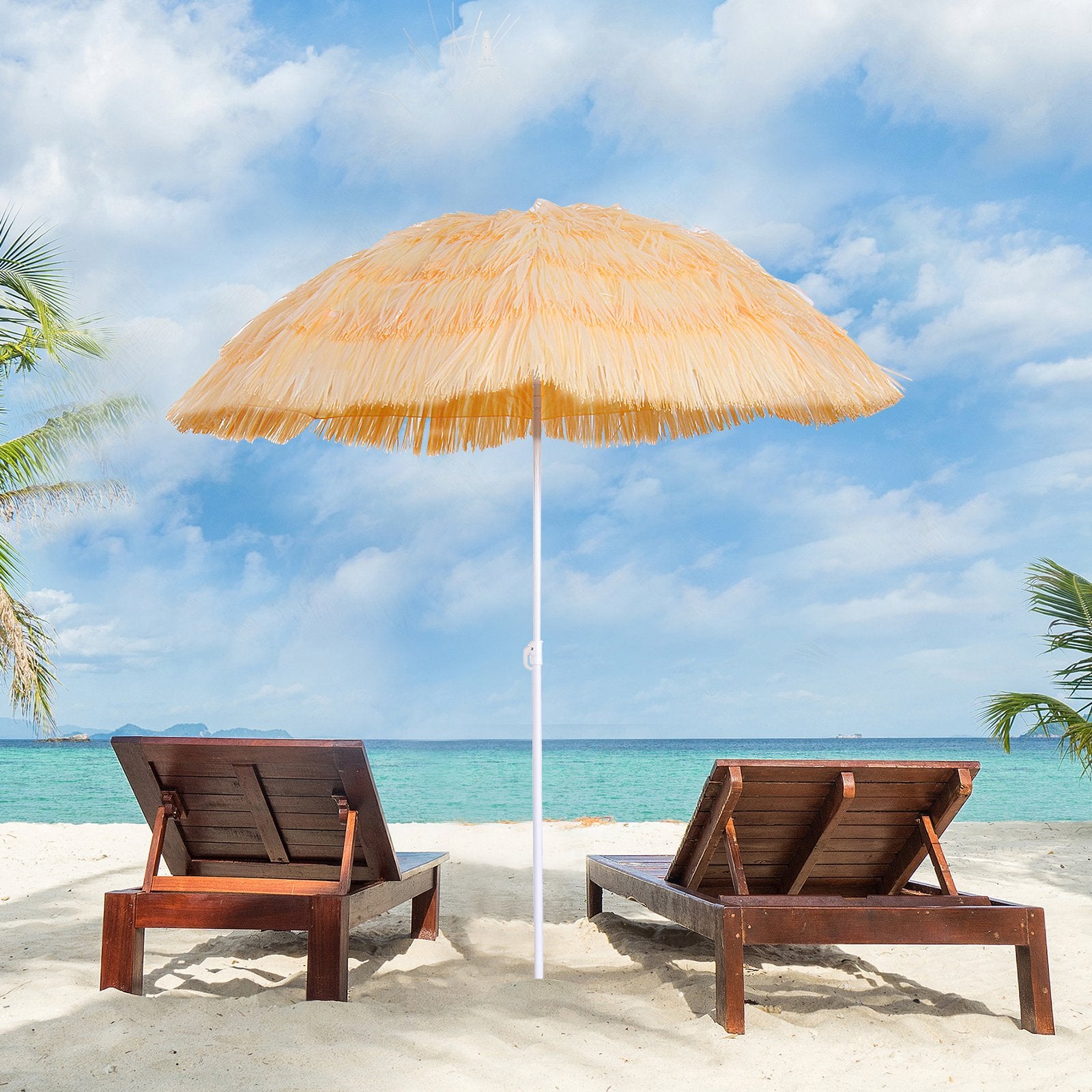 Tiki Beach Outdoor Umbrella - Adjustable and Lightweight - wheat colour