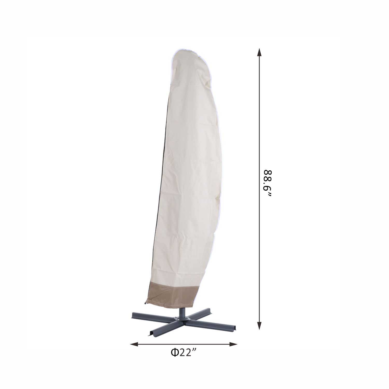 86.6-Inch Outdoor Offset Umbrella Cover Patio Furniture Protector Beige and Coffee