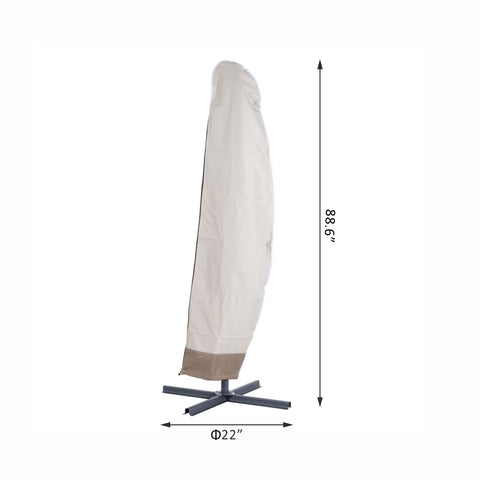 Image of 86.6-Inch Outdoor Offset Umbrella Cover Patio Furniture Protector Beige and Coffee