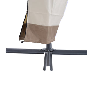 86.6-Inch Outdoor Offset Umbrella Cover Patio Furniture Protector Beige and Coffee