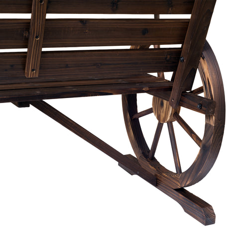 Image of 42" Wood Wagon Wheel Bench Garden Love-seat Rustic Seat Relaxing Lounge Chair Outdoor Decorative Seat Park Decor