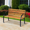 Garden Outdoor Patio 2-Person Wooden Bench Park Yard Furniture Loveseat Steel Frame