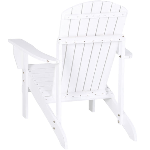 Image of Wooden Lounge Patio Chair Lounge Deck Reclined Outdoor Adirondack White