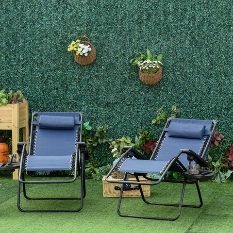 Image of 2 piece Zero Gravity Chair Adjustable Patio Lounge Chair Reclining Seat W/ Cup Holder & Canopy Shade