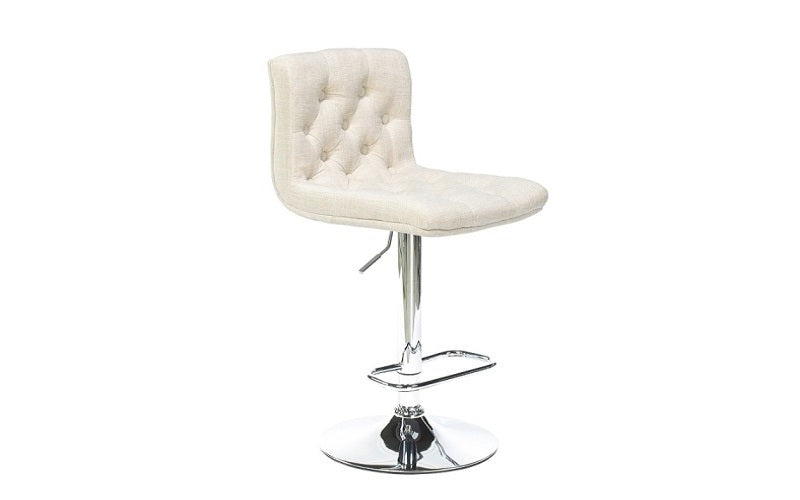 FurnitureMattressDirect- Bar Stool with Button Tufted Linen Fabric (Beige)01