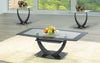 FurnitureMattressDirect- COFFEE TABLE SET WITH GLASS TOP - 3 PC - BLACK