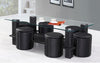 FurnitureMattressDirect- COFFEE TABLE WITH 6 STOOLS - BLACK