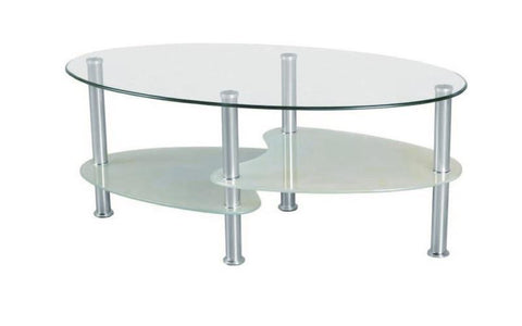 Image of FurnitureMattressDirect- COFFEE TABLE WITH GLASS TOP - CHROME  WHITE  BLACK