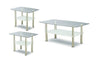 FurnitureMattressDirect- Coffee Table Set with Glass Top - 3 pc - Chrome  White II