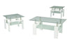 FurnitureMattressDirect- Coffee Table Set with Glass Top with Shelf - 3 pc - White III