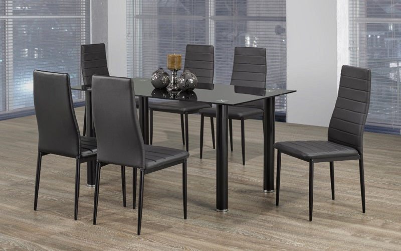 FurnitureMattressDirect- Glass Top Kitchen Set - 7 pc (Black)1