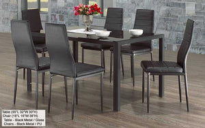 FurnitureMattressDirect- Glass Top Kitchen Set - 7 pc (Black)
