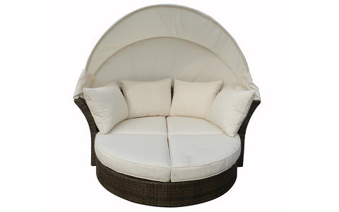 Image of FurnitureMattressDirect- Outdoor Day Bed with Cushios (Beige & Espresso)1