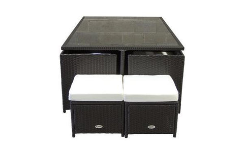 Image of FurnitureMattressDirect- Outdoor Dining Set - 11 pc (Dark Brown & White)01