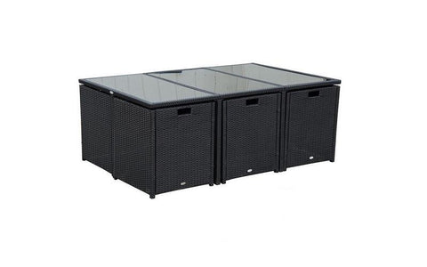 Image of FurnitureMattressDirect- Outdoor Dining Set - 11 pc (Dark Brown & White)01