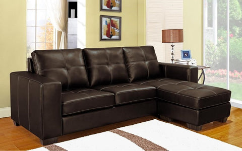 Image of FurnitureMattressDirect- Sectional with Reversible Chaise (Brown)