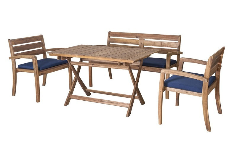 FurnitureMattressDirect- Solid Wood Outdoor Set with Centre Table (Natural & Beige)01