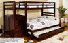 FurnitureMattressDirect- Bunk Bed - Twin over Double with Trundle, Drawers, Staircase Solid Wood - Espresso A22