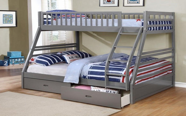 Bunk Bed - Twin over Double with 2 Drawers Solid Wood - Grey - Arrival ...