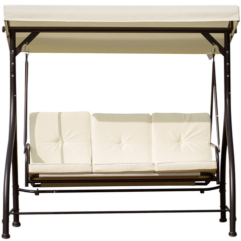 Image of 3 Person Outdoor Patio Daybed Patio Hammock Bed Adjustable Canopy Beige