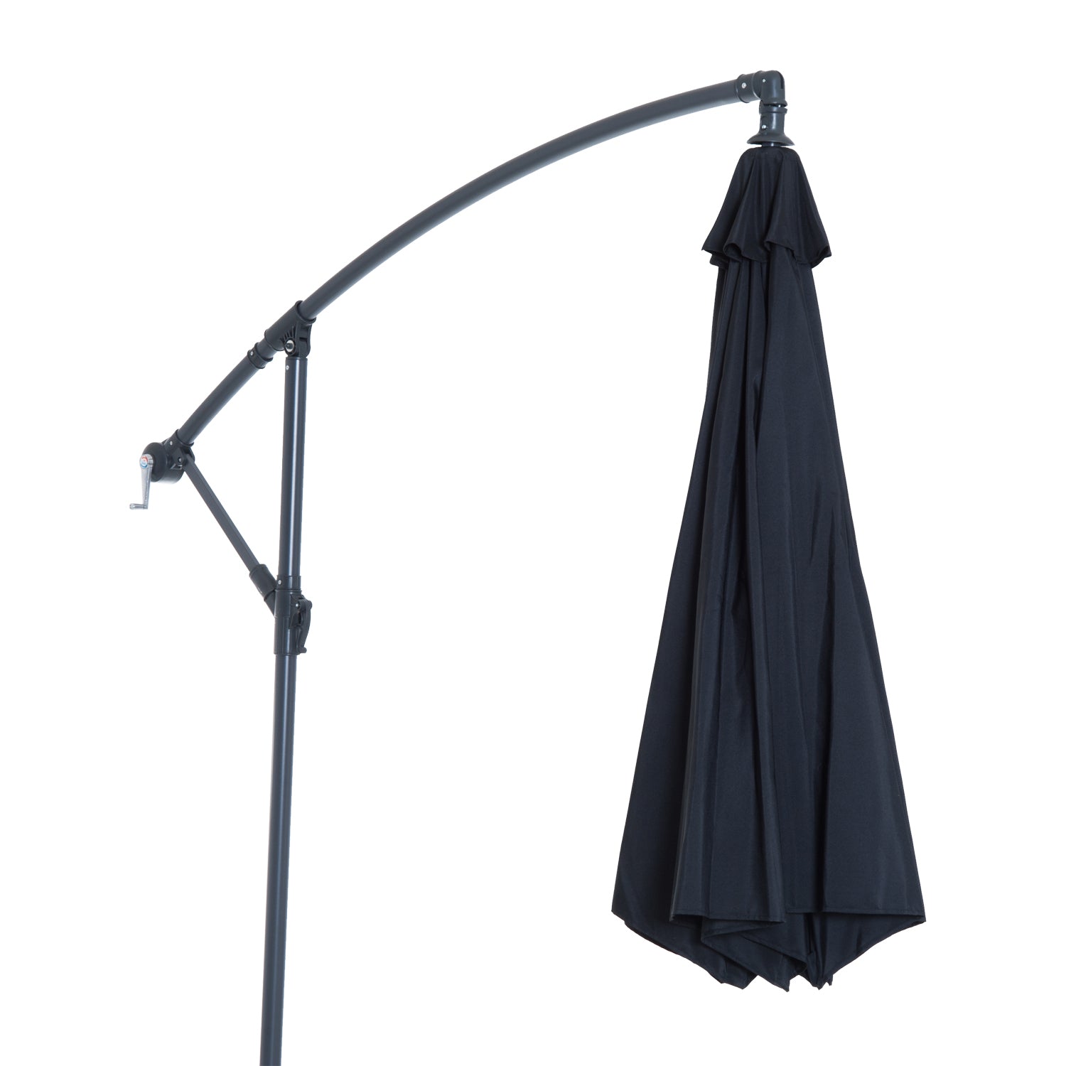 10' Deluxe Patio Umbrella Outdoor Market Parasol Banana Hanging Offset Sunshade Crank Cross Base Black