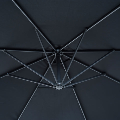 Image of 10' Deluxe Patio Umbrella Outdoor Market Parasol Banana Hanging Offset Sunshade Crank Cross Base Black