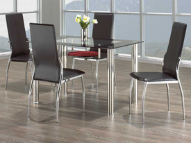 FURNITUREMATTRESSDIRECT-KITCHEN SET-TEMPERED GLASS-LEATHER CHAIR H-KS167