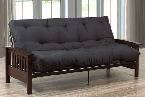 Image of Wood and Metal Futon Frame - Black | Espresso - Arrival Dec 20