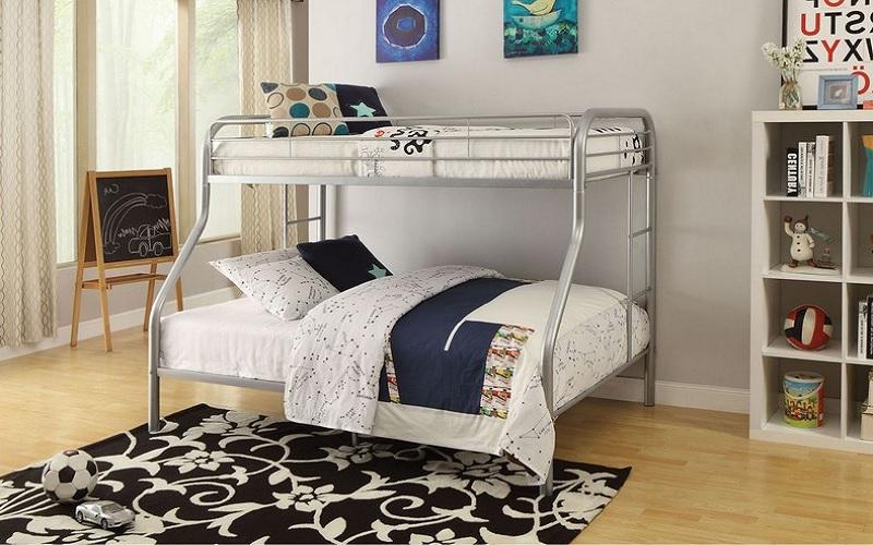 FurnitureMattressDirect-Bunk Bed - Twin over Double with Metal - Black | White | Grey A26