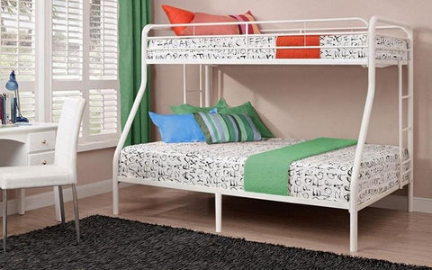 FurnitureMattressDirect-Bunk Bed - Twin over Double with Metal - Black | White | Grey A26