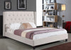 FurnitureMattressDirect-Platform Bed with Button Tufted Linen Style Fabric - Ivory A68