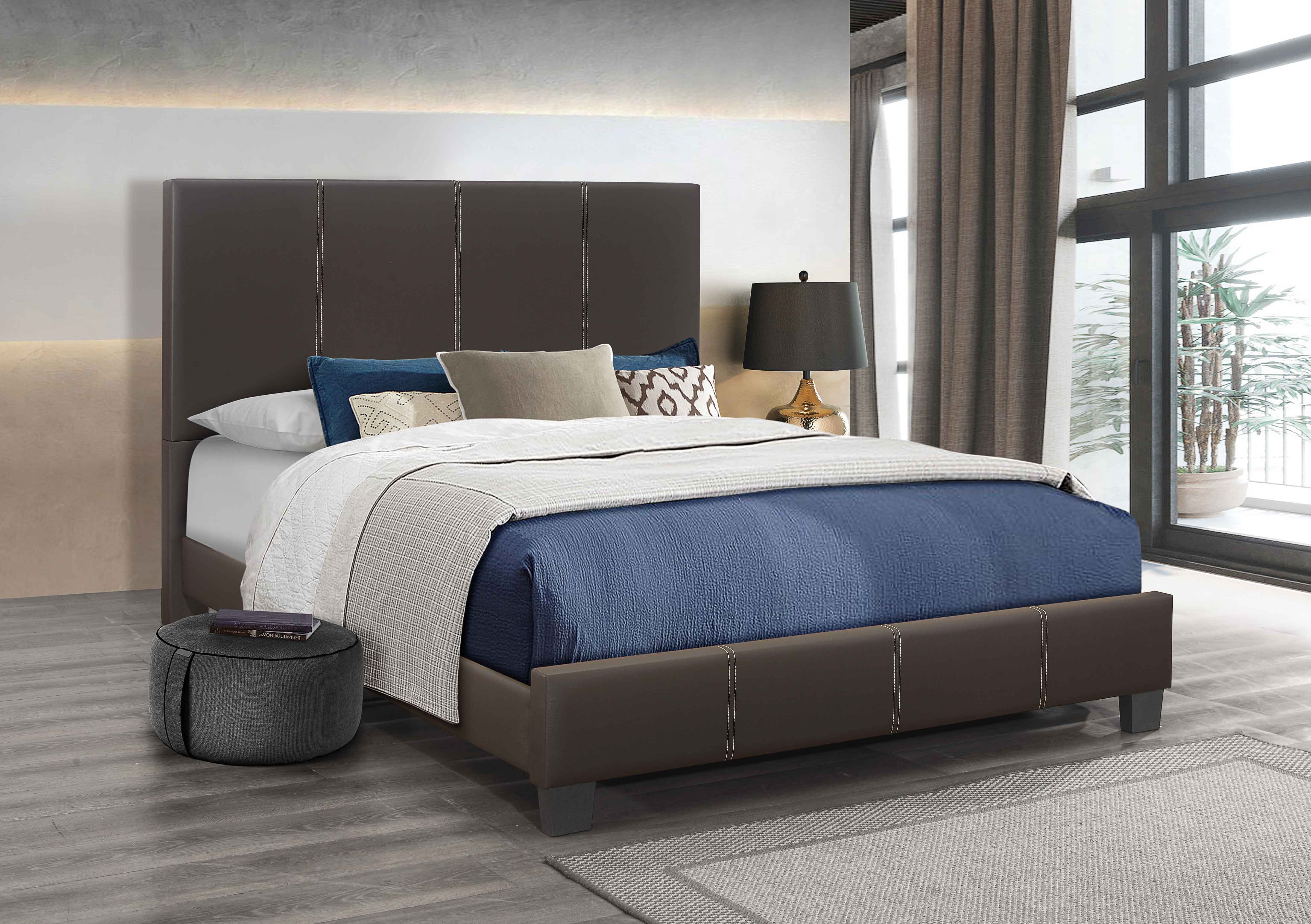 Brown PU Platform Bed