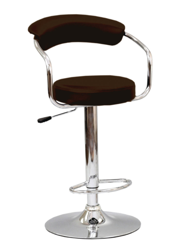 FURNITUREMATTRESSDIRECT-BAR STOOL WITH CURVED BACK & 360° SWIVEL LEATHER SEAT IN  BROWN D-BS123