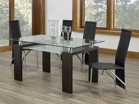 FURNITUREMATTRESSDIRECT-KITCHEN SET WITH FROSTED GLASS AND ESPRESSO CHROME H-KS153