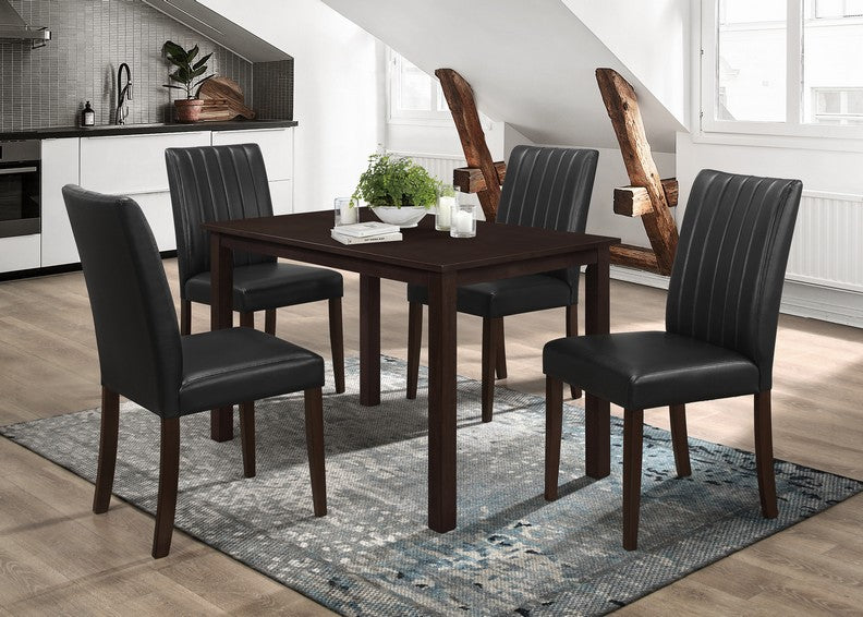 FURNITUREMATTRESSDIRECT-DINETTE SET TABLE IN ESPRESSO AND BLACK H-KS116