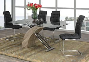 FURNITUREMATTRESSDIRECT-Kitchen Set with Glass Top - 7 pc - Reclaimed Wood | Black | White H-KS149
