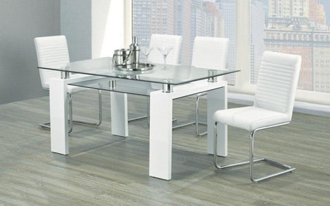 Image of FURNITUREMATTRESSDIRECT-KITCHEN SET WITH GLASS TOP - 7 PC - WHITE | BLACK H-KS157