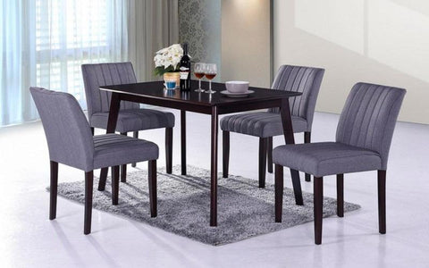 Image of FURNITUREMATTRESSDIRECT-Kitchen Set with Solid Wood - 5 pc or 7 pc - Espresso | Grey H-KS180