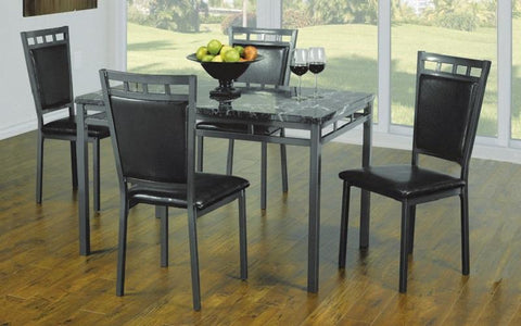 Image of FURNITUREMATTRESSDIRECT-Kitchen Set with Marble Top - 5 pc or 7 pc - Espresso | Gun Metal Grey H-KS175