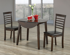 FURNITUREMATTRESSDIRECT-Kitchen Set Solid Wood with Extendable Leafs - 3 pc - Espresso H-KS178