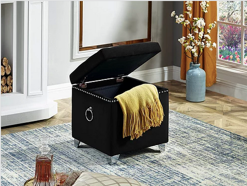 Image of Ottoman with Storage-Black