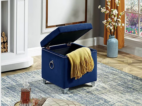 Image of Ottoman with Storage-Blue