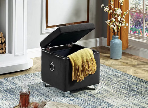 Image of Ottoman with Storage in Grey