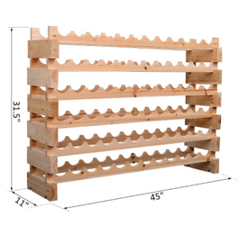 Wood Wine Rack 72 Bottles Holder 6 Tier Stackable Storage Stand