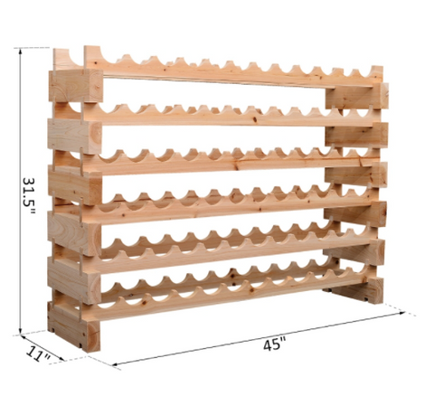 Image of Wood Wine Rack 72 Bottles Holder 6 Tier Stackable Storage Stand