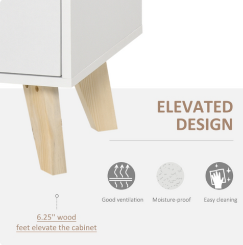Image of Floor Storage Cabinet with 3 Drawers & 3 Shelves Free Standing Cupboard Chest, Sideboard Storage Organizer for Bedroom Living Room Office