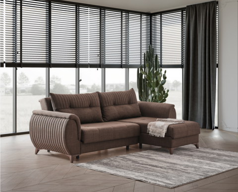 Image of Messina Sectional Sofa Bed- Brown ***Shipped to the GTA Area Only***